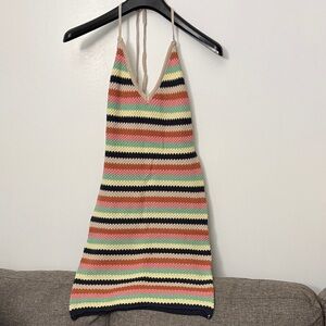 Multicolor Striped Crochet Dress